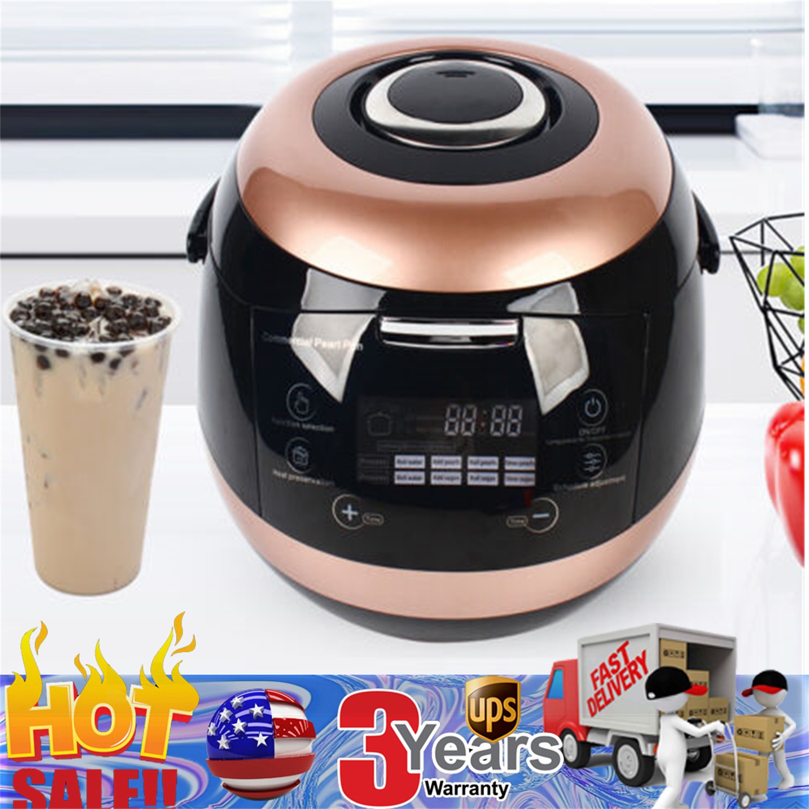 Máquina antiadherente comercial automática para hacer perlas de té de burbujas de tapioca de 5L