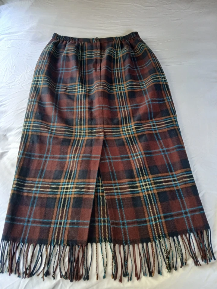 Falda Vintage Requisitos Mujer 8 Cuadros Western Academia Flecos Lana Bohemia Foto 2 de 4