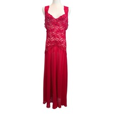 Victoria's Secret Y2K Vintage Red Lace Bodice Maxi Nightgown Satin Bows Medium