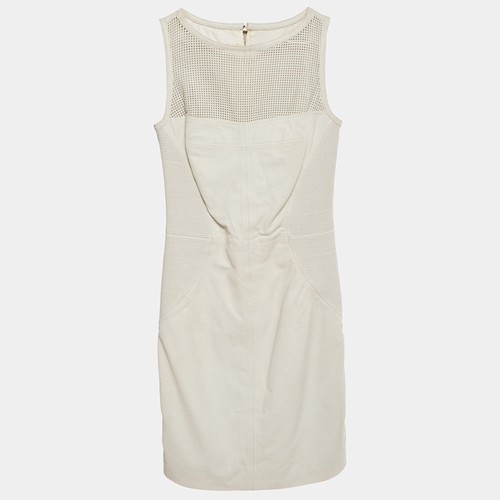 Versace Collection White Leather Sleeveless Mini Dress XS