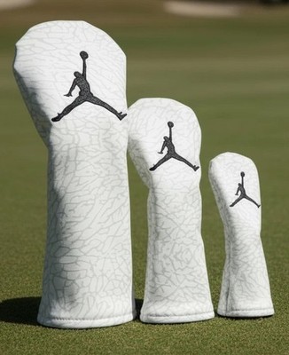 Air Jordan Golf Head Cover Leather White/ Grey Handmade Upcycled
