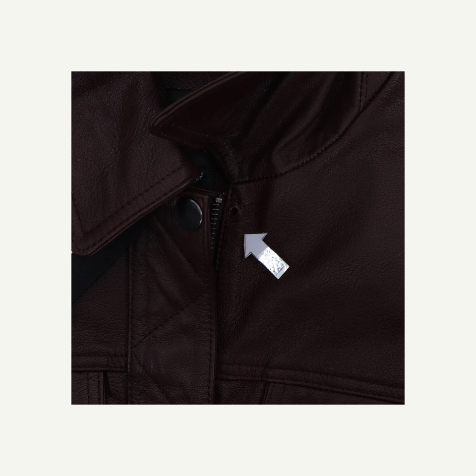 River Island Womens Red Leather Bomber Jacket Size 12 - Image 2 of 4