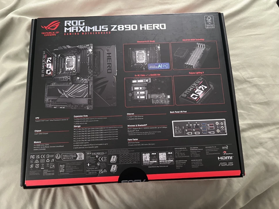 ASUS ROG MAXIMUS Z890 HERO BTF Z890 LGA 1851 ATX Motherboard, -New and Sealed! - Image 2 of 2