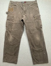 Wrangler Riggs Brown Cargo Pants Men  s 36x31 Ripstop Ranger Workwear Distressed