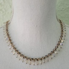 Vintage Necklace Choker Aurora Borealis Crystal Rhinestones 18" Retro Glam