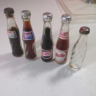 Lot 5 Vintage Miniature Soda Bottles PEPSI 3" 2 1/2” glass pop mini