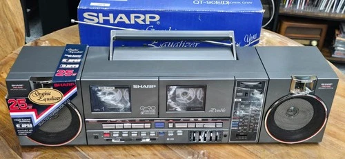 Sharp Qt90E(D)  Vintage 80's Radio Twin Cassette Tape Boombox.Graphite Color