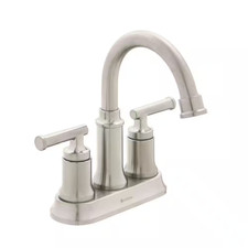 Oswell 4 In. Centerset Double Handle High-Arc Bathroom Faucet in Brushed Nickel