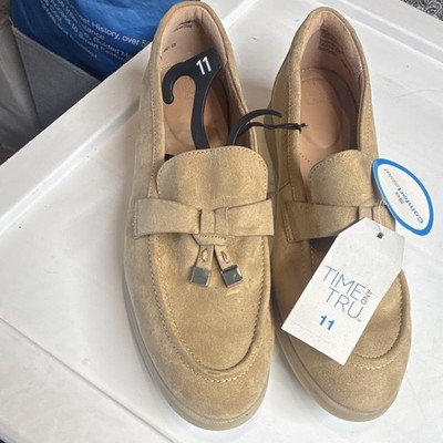 Comfortview Men's Beige Suede Slip-On Tassel Loafers Round Toe US 11