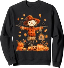 Cute Scarecrow Pumpkin Thanksgiving Halloween Unisex Crewneck Sweatshirt