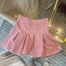 Gap Kids Pink Pleated Corduroy Skirt Girls Size S Adjustable Waist Zip