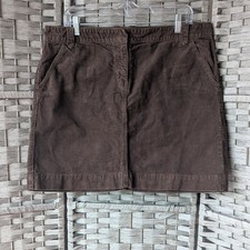 Vtg 2005 J.Crew Corduroy Mini Skirt Brown Cotton Utility Sz 14 Minimalist Y2K