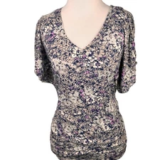 Cabi #301 Floral V-Neck Blouse Size Medium