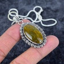Ocean Jasper Gemstone Handmade 925 Sterling Silver Jewelry Pendant 1.97