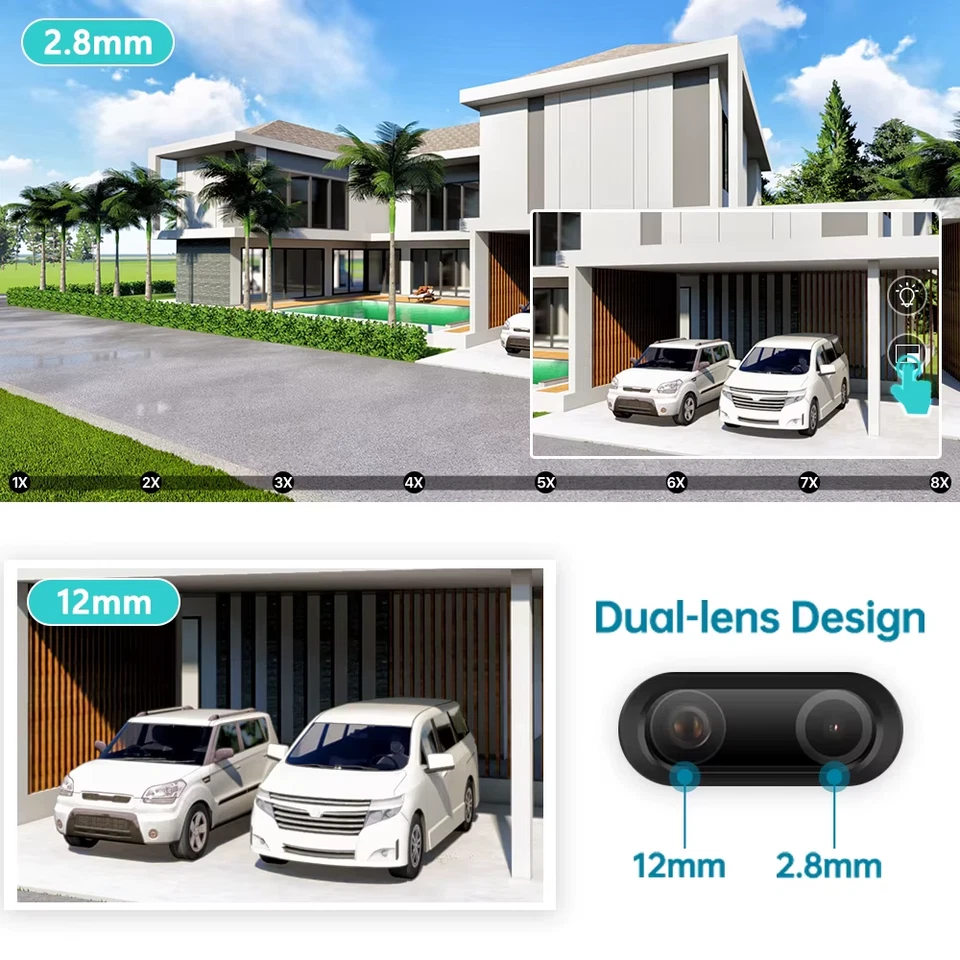 4K 8MP PTZ WiFi IP Camera Dual Lens Auto Tracking Night Vision 8X Digital Zoom S - Image 3 of 4