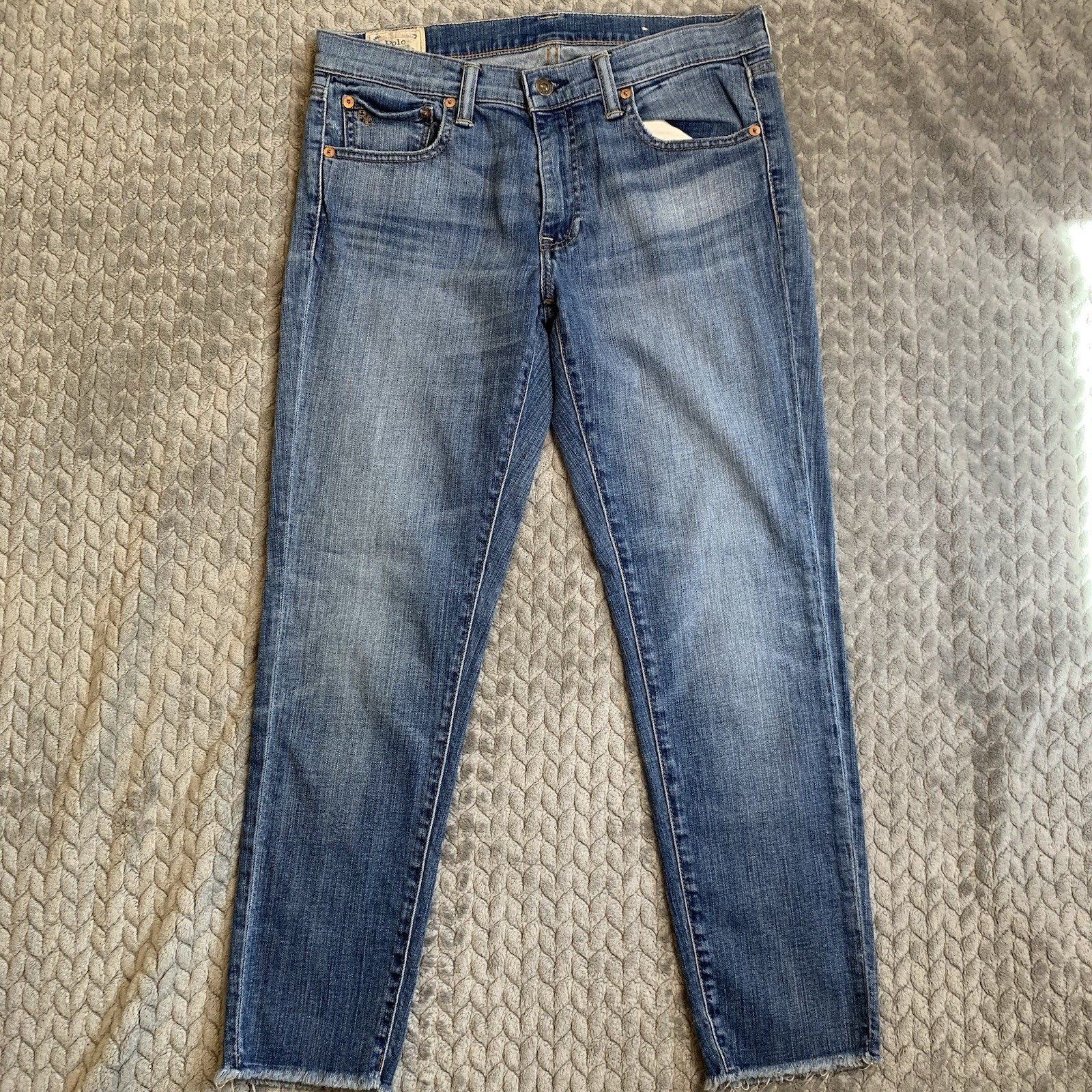Polo Ralph Lauren Tompkins Skinny Denim Jeans Blue Button Women’s Size 29