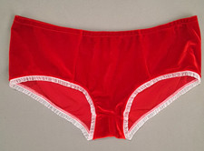 Fredericks of Hollywood Bikini Panties Medium Red Velvet Ruffle Y2K Vtg USA