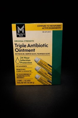 Member's Mark Triple Antibiotic Ointment 3 Tubes Bacitracin Neomycin Vitamin E