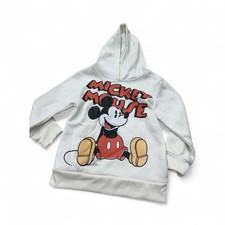 Mickey Mouse Ivory Hooded Fleece Sweatshirt Vintage look 3T