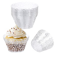 Carta Avvolgitori Cupcake, Confezione da 50 Tazze da Forno Decorazione Vite, Argento Riflettente