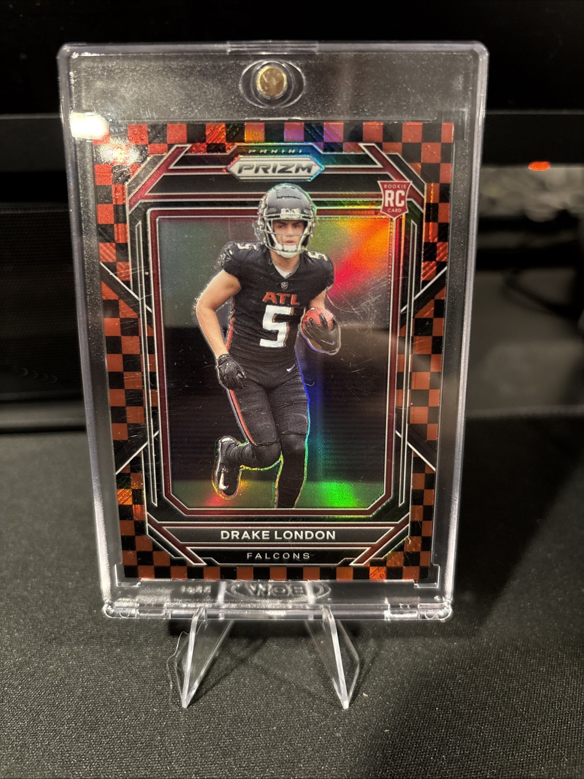 Drake London 2022 Prizm Red & Black Checker Board Rookie RC #308 SP