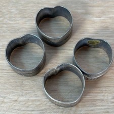 4 Heart Shaped Napkin Rings Silver Plated Valentine's Decoration.