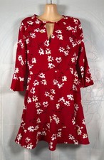 BNWT Boohoo red & white floral 3/4sleeve retro ruffle frill flared tea dress, 10