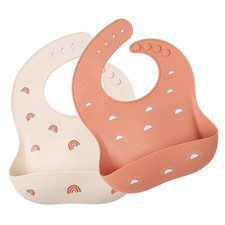 Baby Silicone Bibs 2 Sets Baby Bibs with Food Catcher for Girls Boys Toddlers BP