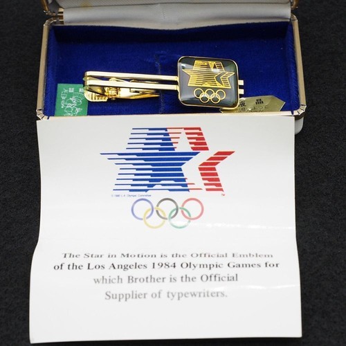 1980s Olympics Brother Gold Tie Clip + Box - Picture 5 of 12