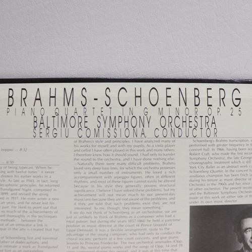 Brahms Schoenberg Piano Quartet g minor Vinyl LP 1984 Baltimore Symphony - Picture 8 of 13