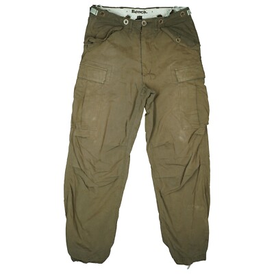 Bench Mens Trousers Straight Cargo Outdoor Hiking Fabric Relaxed 48 M W32 L30 Khaki