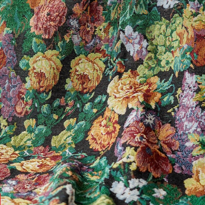 Hibiscus Vintage French Jacquard Tapestry Upholstery Art Fabric by