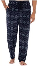Mens 2XL Fleece Pajama Blue Snowflake Lounge George Polyester Sleepwear Pant