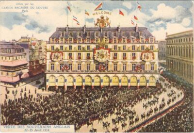 Old postcard Paris Gds Magasins du Louvre Visit of the English Sovereigns (991650)