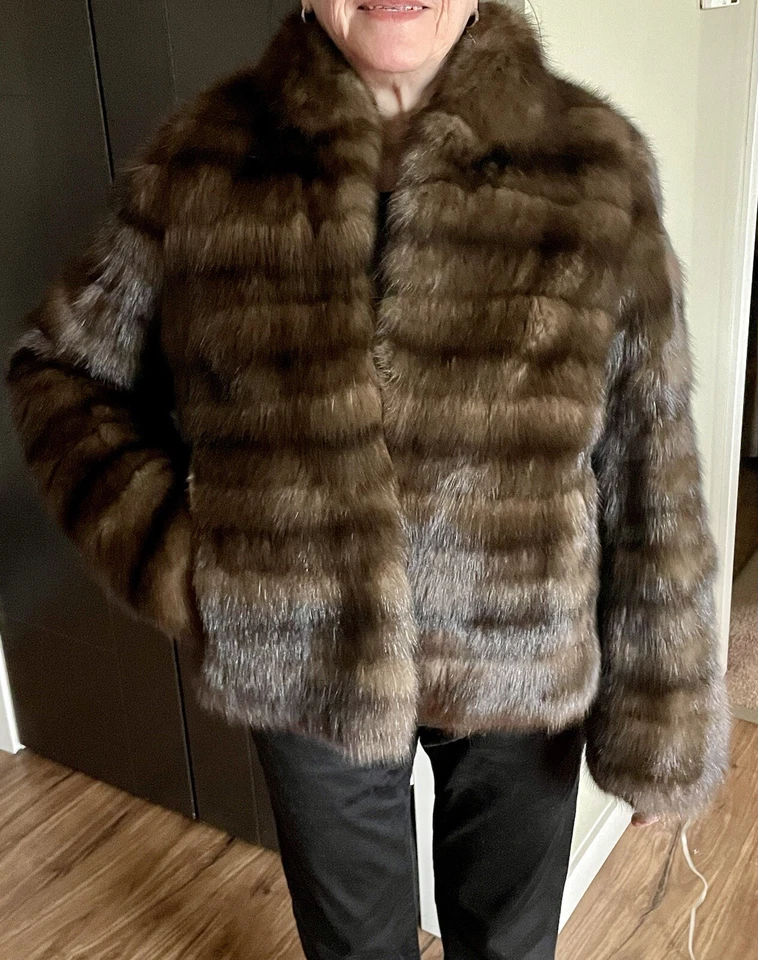 Nuevo con etiquetas $55,000 VERA WANG PIEL SABLE RUSA Chaqueta Abrigo Talla L XL 2XL 8-14 EE. UU. Foto 2 de 4