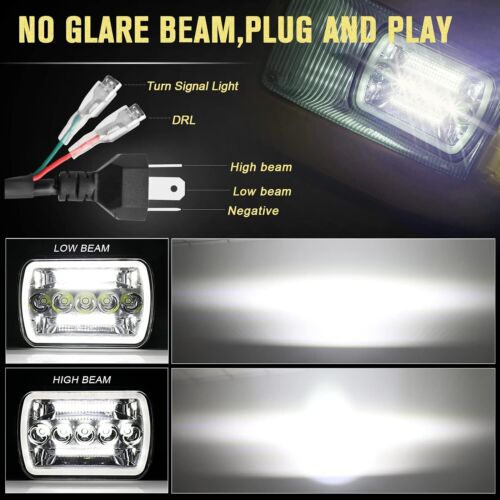 2PC 5x7" 7x6" LED Headlights Hi-Lo DRL For Toyota Pickup 1982-1995 Truck 4Runner - Picture 2 of 8