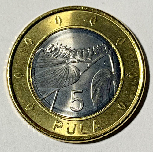 2016 Botswana 5 pula Bimetallic Coin Mopane Worm Caterpillar Insect Wildlife