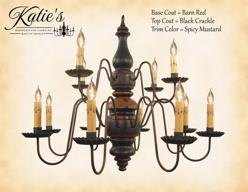 Charleston Wooden Chandelier by Katie's - Colonial Primitive Country - NEW! - Image 2 of 3