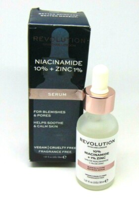 REVOLUTION 10% Niacinamide 1% Zinc Blemish & Pore Refining Serum 1.0oz/30ml NIB
