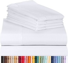6 pc Extra Deep Pocket King Size Sheets Set 21" Eco Friendly Wrinkle Free Sheets