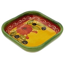 Square Tapas Dish Bowl 12 cm x12 cm Traditional Spanish Handmade Ceramic Pottery