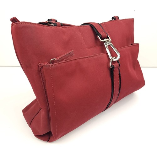 DKNY Red Nylon Tote Shoulder Bag Purse – Zip Top, Pockets, Lightweight - Picture 8 of 24