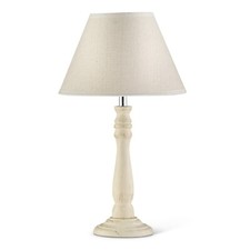 Table Lamp Camden Candlestick Cream and Gold with Natural Linen Shade