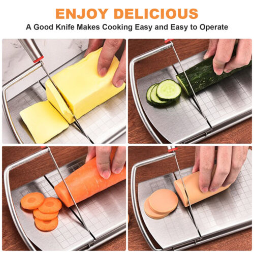 Cheese Slicer Cutter Board Stainless Steel Wire Cutting Hand Tool w/Size Scale - Picture 11 of 14
