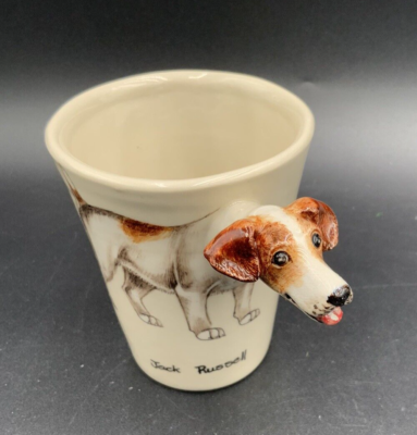 Jack Russell Terrier Dog BLUE WITCH Pottery Coffee Mug w Handle EUC