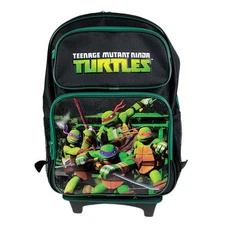 Brand New Teenage Mutant Ninja Turtles Green School Rolling Bag Backpack 16"