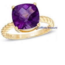 Natural Amethyst Gemstone with Gold Plated 925 Sterling Silver Ring For Women 5