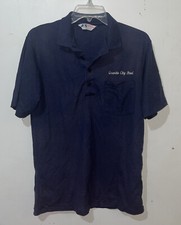 Vtg Granite City IL Steel Polo Shirt Mens Medium Blue Short Sleeve USA Made