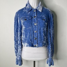 Clinq á Sept Women's Blue Flared Cuffs Button Down Jacket Size Small