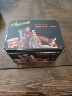 1998 Hills Bros Coffee Holiday Edition Tin 7.5inx 5in x 4in. storage container